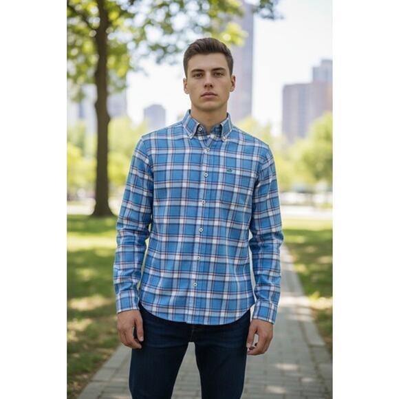 NWT Southern Tide Headland Hemp Blend Bayfront Plaid Shirt Size S MSR $110 - Picture 1 of 11